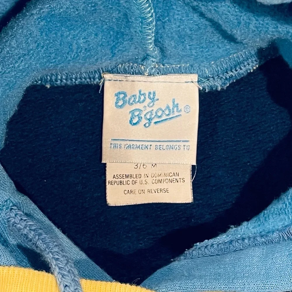 Vintage Baby BGosh Romper Boys 3-6M Whale Applique OshKosh Hooded Colorblocked